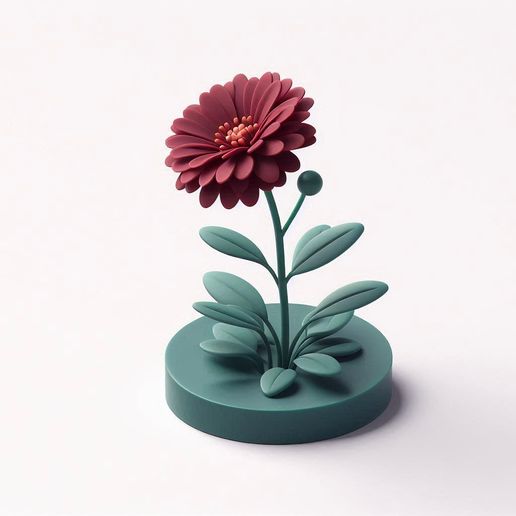 Elegant Red Flower Decorative 3D Printable Model Design