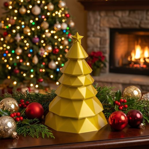 Minimalist Golden Christmas Tree with Star