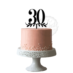 Topper-Num-30-Ella_01-cake@2x.png STL file Decorated number 30 - Cake topper・3D printing design to download
