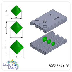1002-14-16-18.png Fichier STL ROULEAU DE PERLES D'ARGILE POLYMÈRE / FORME DE DIAMANT / LED1002-14-16-18・Modèle imprimable en 3D à télécharger