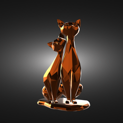 Model-39-render-2.png Fichier STL Statuette de chats low poly・Modèle imprimable en 3D à télécharger, Zhyve