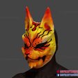 Kitsune_Japanese_Fox_Mask_3dprint_02.jpg Japanese Kitsune Tailed Demon Fox Cosplay Mask 3D Print File