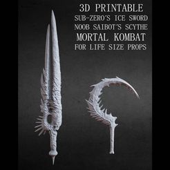 MK-SWORDS.jpg STL file 3D PRINTABLE FOR LIFE SIZE PROPS SUB ZERO SWORD & NOOB SAIBOT SCYTHE MORTAL KOMBAT・3D printable model to download