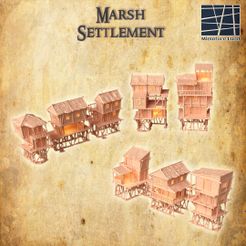 Marsh-Settlement-1-re.jpg 3D file Marsh Settlement 28 MM Tabletop Terrain・3D print model to download