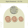 mandala-flower-clay-cutters.png Mandala Flower 03 Clay Cutter for Polymer Clay | Digital STL File | Clay Tools | 3 Sizes Embossing Clay Cutters