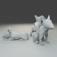 2.png Low polygon bull terrier 3D print model  in three poses