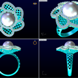 Nhan-luoi-N6682-06.png Mesh flower ring -Womens pearl ring - Pearl ring - N6682