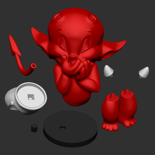 giggling-parts.png Little Devil – Stylized Art Toy STL | Collectible Figure (7 Parts)