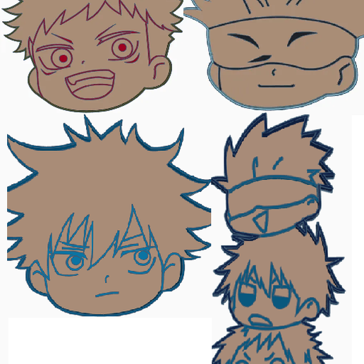 Cookie Cutter Set - Megumi-Itadori-Satoru gojo- Jujutsu kaisen 3D model