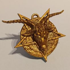 3.jpg STL file Goat head with pentagram・3D print design to download
