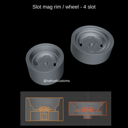 Slot mag rim / wheel - 4 slot 3D model