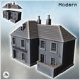 1-PREM.jpg Commander's house with damaged walls, slate roof, and two chimneys (16) - Modern WW2 WW1 World War Diaroma Wargaming RPG Mini Hobby