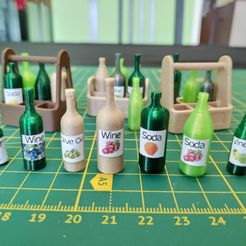 IMG_20210208_121708_1.jpg STL-Datei Puppenhaus: Flaschen und Flaschenträger-Set・3D-druckbare Vorlage zum herunterladen