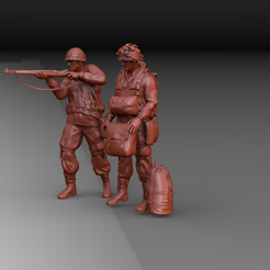 ss.150.png Archivo STL WW2 PACK 2 SOLDADOS PARACAIDISTAS AMERICANOS ACCION・Modelo para descargar y imprimir en 3D