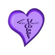Coração Peq Medicina.stl Corações com símbolos Alto Relevo Nutrição, Fisioterapia, Psicologia, Enfermagem e Medicina