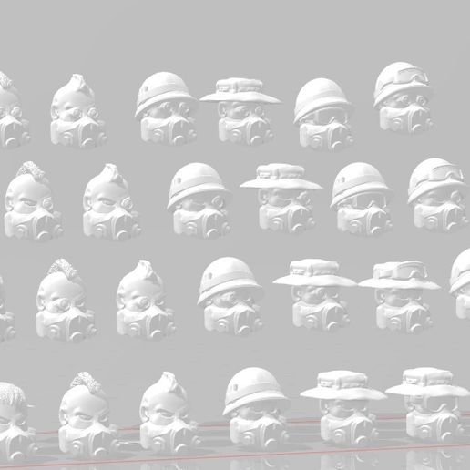 28mm Lords of Ruin Scifi Vietnam Heads Pack 3D model