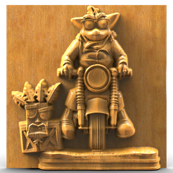 Crash-Bandicoot-Riding-a-Motorcycle.png 3D Model STL File for CNC Router/Laser & 3D Printer Crash Bandicoot Riding a Motorcycle