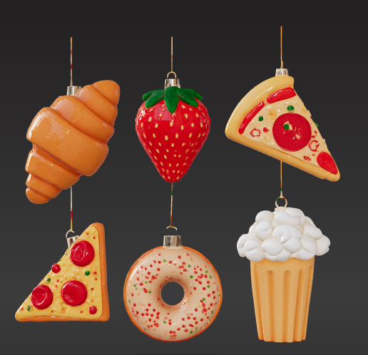 👽 Kitsch Food Ornament Set・ STL File for 3D printing・Cults