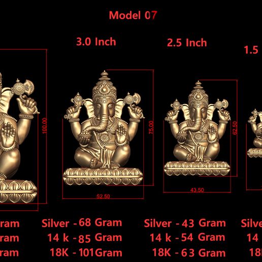 Ganesh Ji Model 07 Light Weight  Models in All Sizes 3D model
