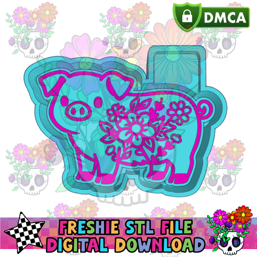 Floral Pig STL Freshie Housing