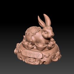 2023-01-03_215703.jpg STL file 1-Lucky Year of the Rabbit-Gathering Money Ornament 2・Design to download and 3D print