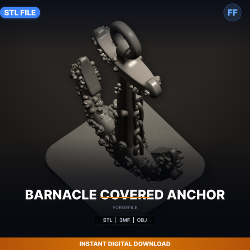 Barnacle Covered Anchor - 3D Printable STL File