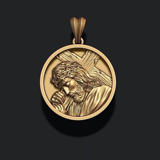 Screenshot-2021-07-27-142011.jpg Jesus with cross round pendant 3D print model