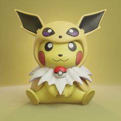 pikachu-jolteon-render.jpg Fichier STL gratuit Pokemon - Pikachu Cosplay Jolteon・Modèle imprimable en 3D à télécharger, Fontoura3D