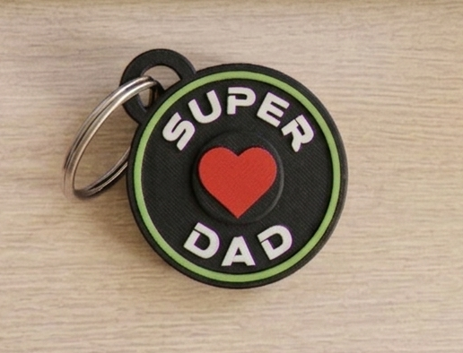 Keychain super dad with heart 3D model
