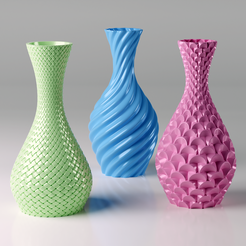 Set-of-3-vases-3Dprint.png Файл STL Набор из 3 ваз 3D-принт・3D-печатная модель для загрузки