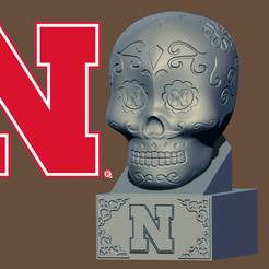 gyy.png NCCA Estatua de la calavera de azúcar de la Universidad de Nebraska - Impresión 3d