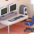 Habiitacion6.png "Low Poly Isometric Room - Set complet de bureau et d'accessoires".