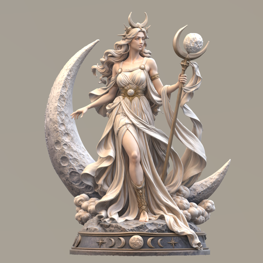 Selene STL | Greek Moon Goddess 3D Printable Statue