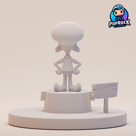 squidward-stylized-diorama-back-clay.png Squidward Tentacles Stylized Diorama | 3D Printable Model
