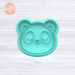 1.1525.png STL file PANDA BEAR FACE Cutter with Stamp / Cookie Cutter・3D printer design to download