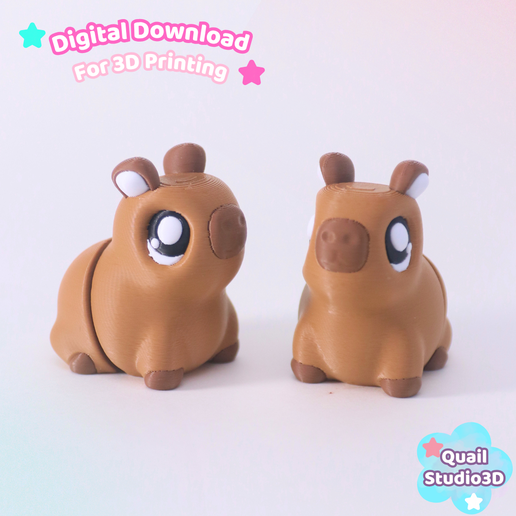Capybara + Coconut Capybara Flexi Fidget | Print-In-Place | No Support