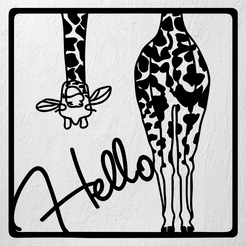 Imagen1-JIRAFA-HELLO.png STL-Datei GIRAFFE HALLO WANDKUNST 2D DEKORATION・3D-Druck-Idee zum Herunterladen
