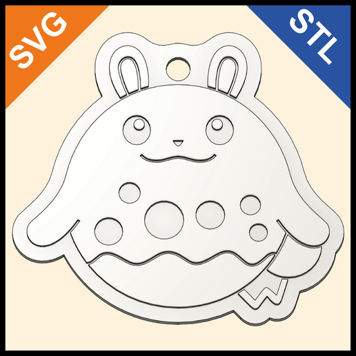 Azumarill Keychain – Shuffle-Style Pokémon – STL & SVG