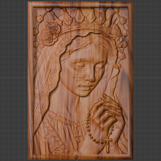 ロバート・J・マリノ 3D壁掛け彫刻 PHYSIQUE 特殊メイク 🪵 Virgin Mary with Rosary – 3D Relief CNC Model for Wood Carving