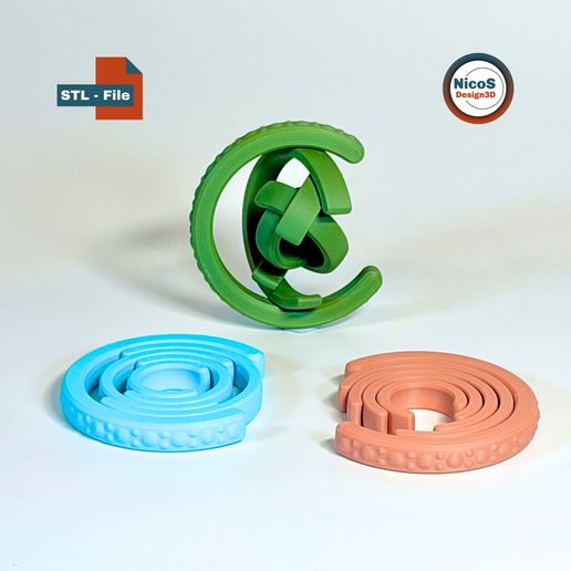 👌 Fidget Ring Spinner Print in Place Toy with 5 Rotating Rings and ...