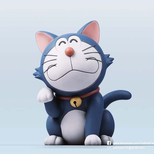 Cute Blue Robot Cat – Anime Inspired 3D Model