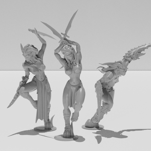 Trio of Super-Sexy Demon Ladies 3D model