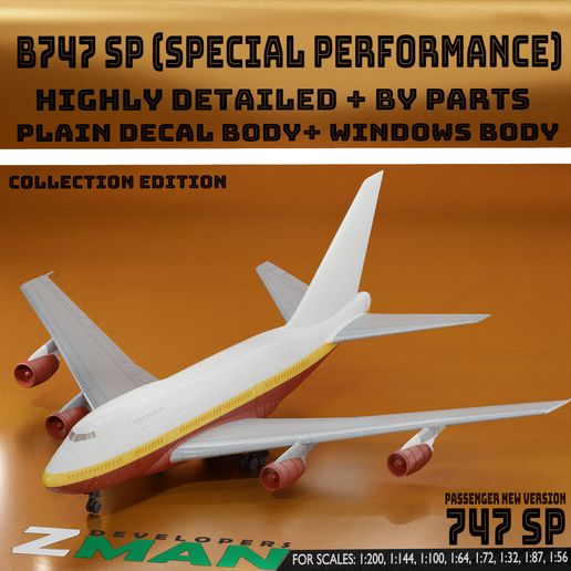 STL file BOEING 747SP-64 (PASSENGERS-ADVANCED ENGINE) V3