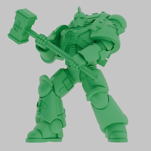 A commando with a Mohawk and a hammer.