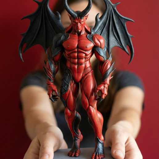 Horned Demon 3D Printable STL File | Dark Fantasy Devil Miniature | Winged Fiend Boss Figure