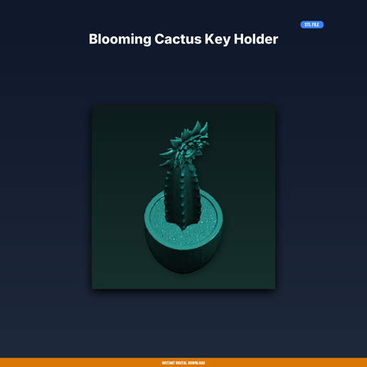Blooming Cactus Key Holder - 3D Printable STL File