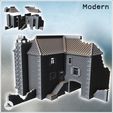 1-PREM.jpg Partially destroyed large brick building with passage arch and access stairs (11) - Modern WW2 WW1 World War Diaroma Wargaming RPG Mini Hobby