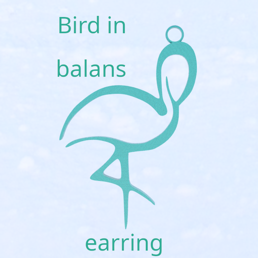 Bird in balance earring 3D model