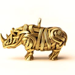rhino-pendant-1.jpg Archivo STL Colgante Rinoceronte・Objeto para impresora 3D para descargar