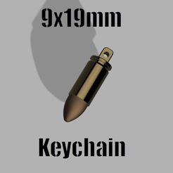 9mm_KeyChain.jpg Free STL file 9x19mm Bullet Keychain・3D printing model to download
